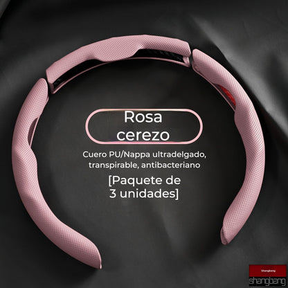 Volante de cuero para coche, adecuado para todas las estaciones, antideslizante, absorbe el sudor y resistente al desgaste.