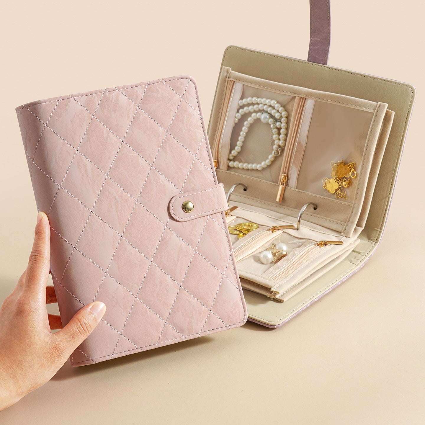 🔥Elegante bolsa portátil para guardar joyas con estampado a cuadros