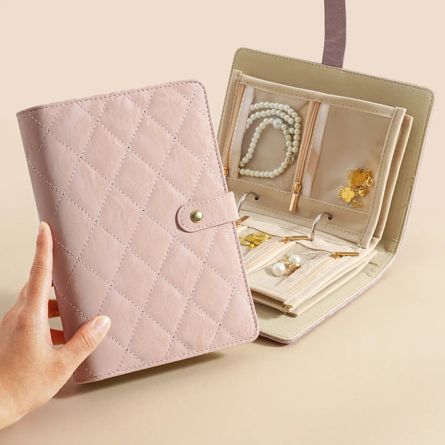 🔥Elegante bolsa portátil para guardar joyas con estampado a cuadros