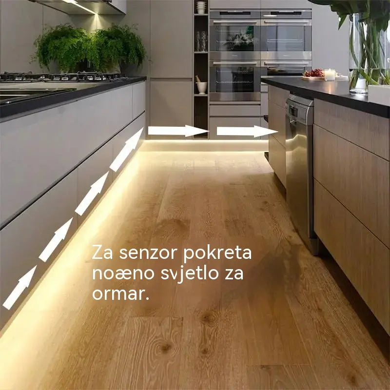 【2M】LED svjetlosna traka s pametnim senzorom i automatskim sustavom osvjetljenja, s USB ljepilom, idealna za kuhinje, spavaće sobe i stepenice.