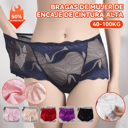 【5 piezas 29 euros】Ropa interior de mujer sexy y transparente hasta media cintura【40-105 kg】