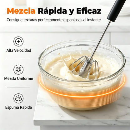 24€【 Conjunto de 2 piezas】Batidor de huevos semiautomático de acero inoxidable