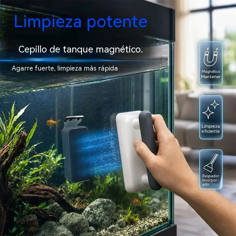 Herramienta magnética para limpiar cristales de acuario