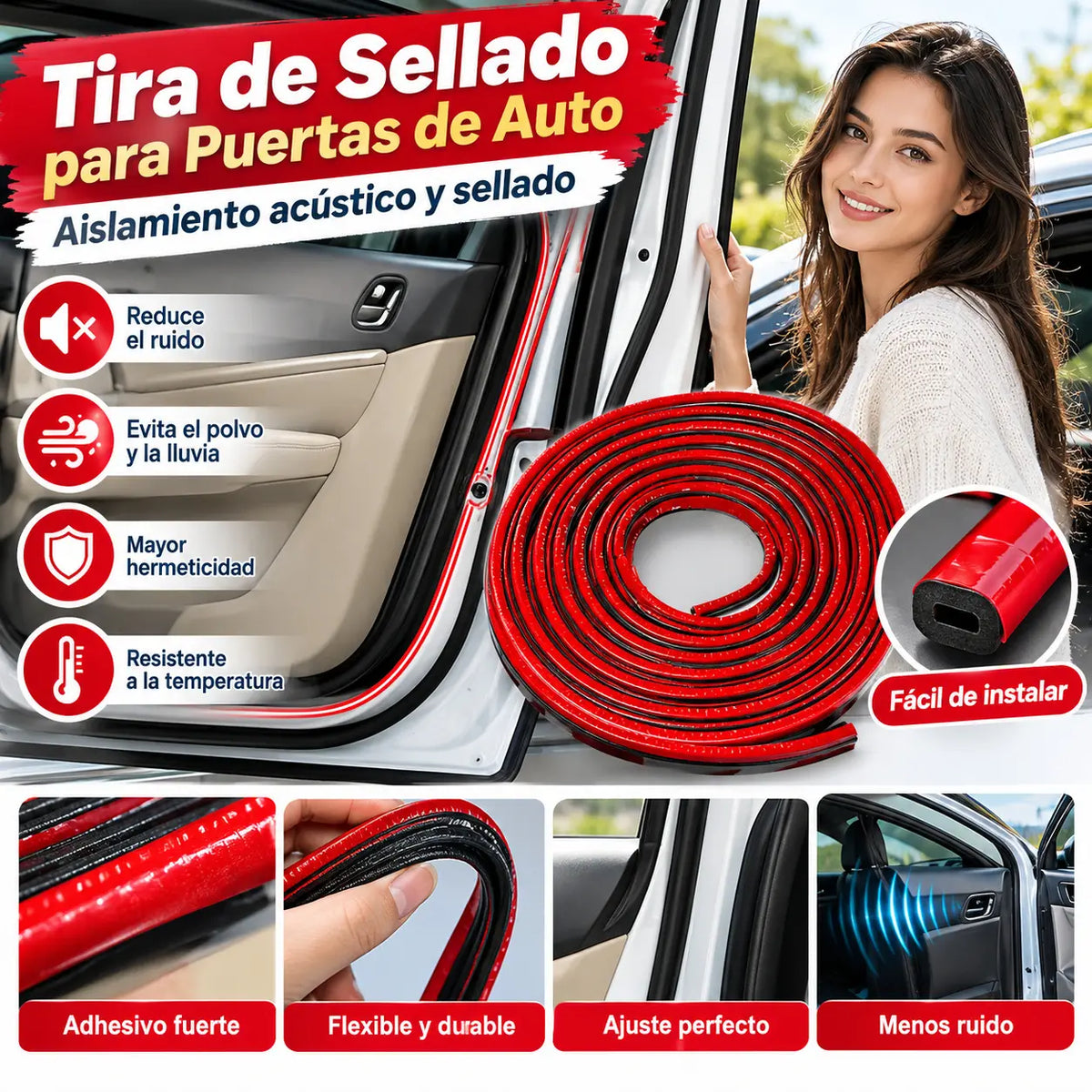 🚗【10 Metros】⚡Cinta insonorizada para coche