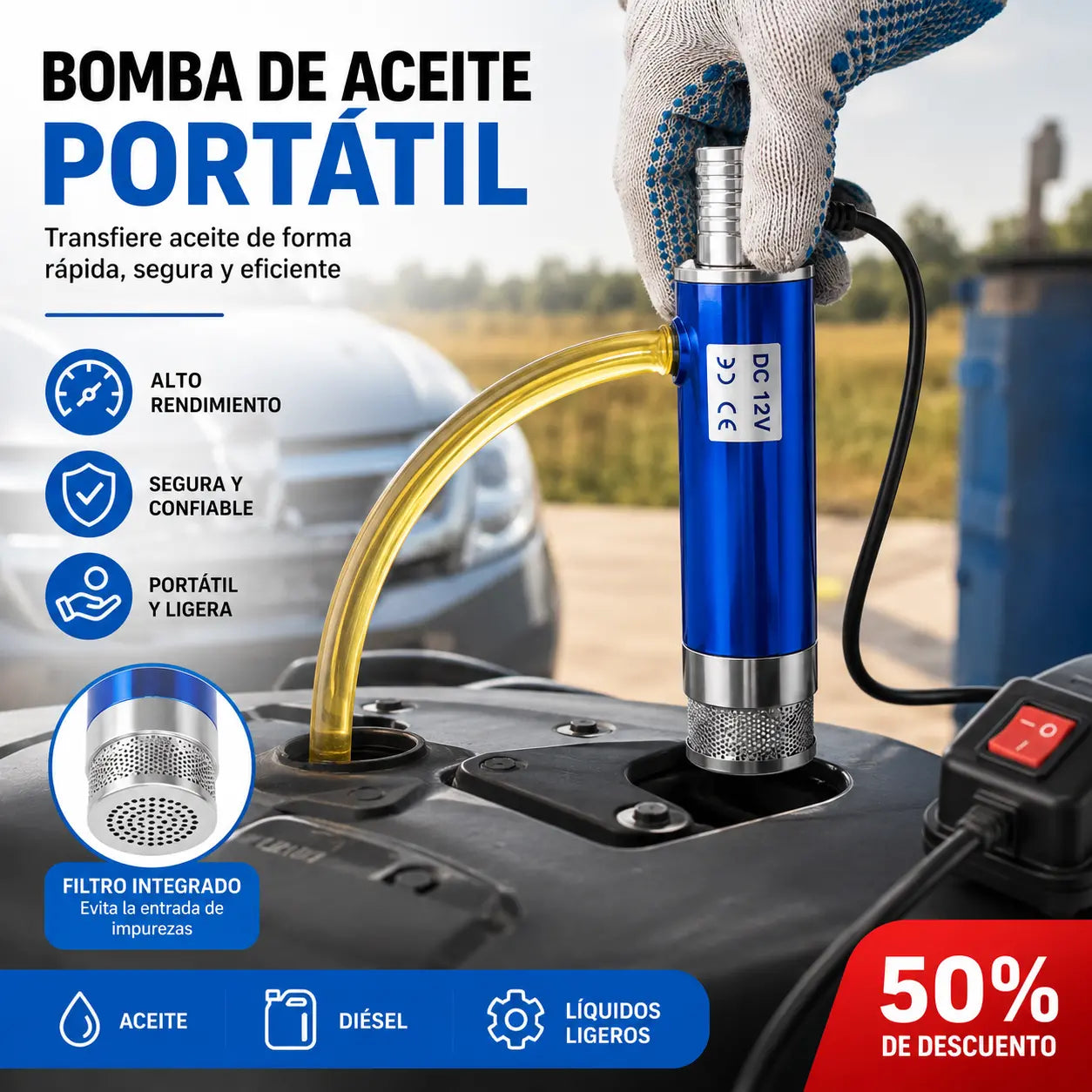 【Bomba de aceite eléctrica】Nueva bomba de aceite con batería de litio Denaqi, 21 V, bomba de aceite y agua de doble uso, batería de litio