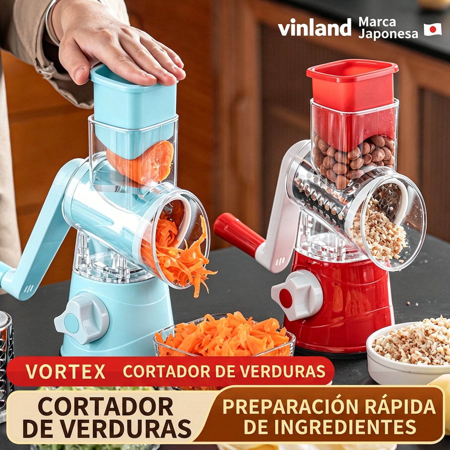 🍎🥩🌶️Cortador de verduras de tambor multifuncional con manivela