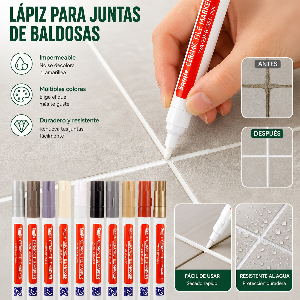 【Compre 2 y obtenga 2 gratis】Lápiz para lechada de baldosas de cerámica resistente al moho y al agua