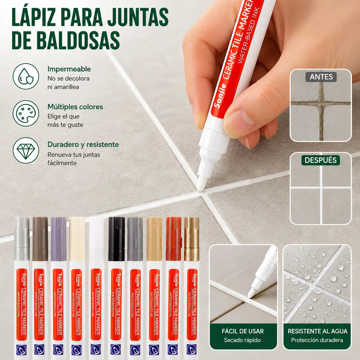 【50%OFF】Lápiz para lechada de baldosas de cerámica resistente al moho y al agua