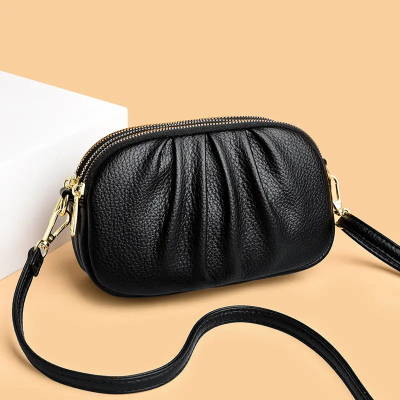 ✨🎀Bolso bandolera de piel con varios compartimentos y forma de concha