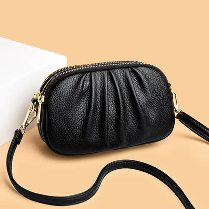 ✨🎀Bolso bandolera de piel con varios compartimentos y forma de concha