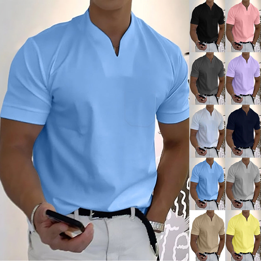 👕 Camisa de manga corta con cuello en V para hombre