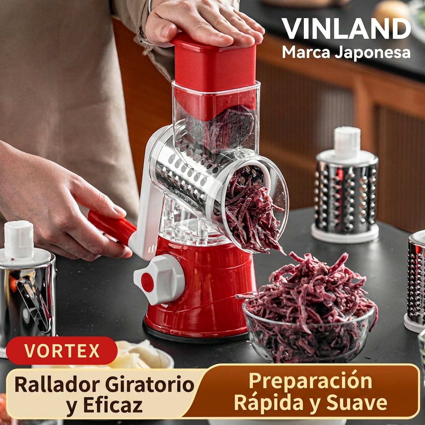 🍎🥩🌶️Cortador de verduras de tambor multifuncional con manivela