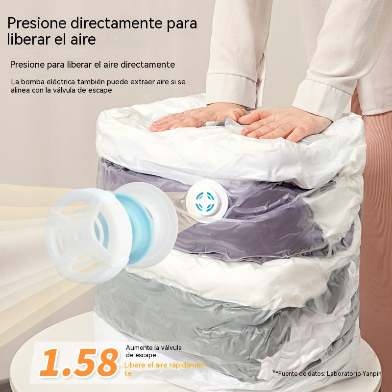 🧳【4 piezas】💨 Bolsa de almacenamiento al vacío grande y compresible: no requiere bomba, es a prueba de fugas e ideal para ahorrar espacio en maletas y en casa ✈️【1 pieza de cada talla】