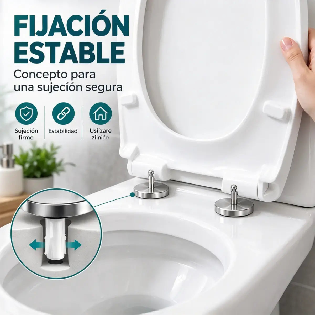🚽【2 pares, 4 piezas en total】Accesorios universales para baño ----💦✨Abrazaderas de tornillo para fijar el asiento del inodoro.