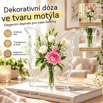 🦋 Průhledná hydroponická váza ve tvaru motýla | Kreativní dekorativní váza na stůl | Dekorace do domácnosti a obývacího pokoje ✨