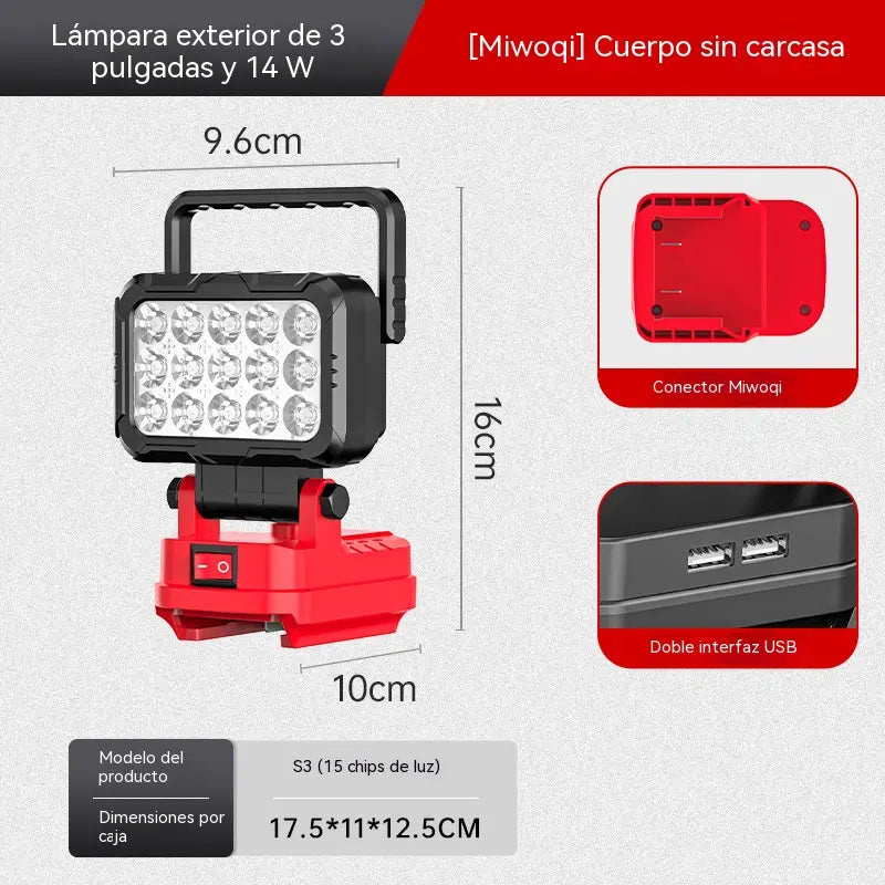 🔥💡Una linterna alimentada por batería de litio con interfaz USB, adecuada para la reparación de automóviles, etc.