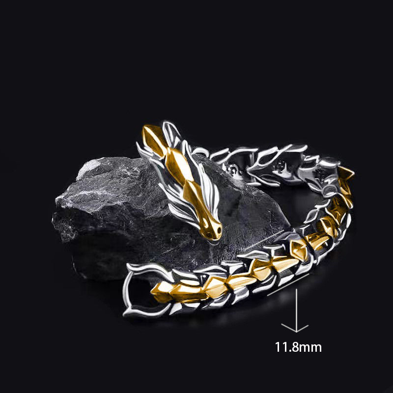 【🔥Compra 1 y llévate 1 gratis 】Pulsera popular de estilo retro con cabeza de dragón y escamas de dragón, estilo punk hip hop para hombre.