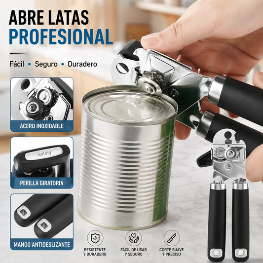 Abrelatas manual magnético multifuncional de acero inoxidable