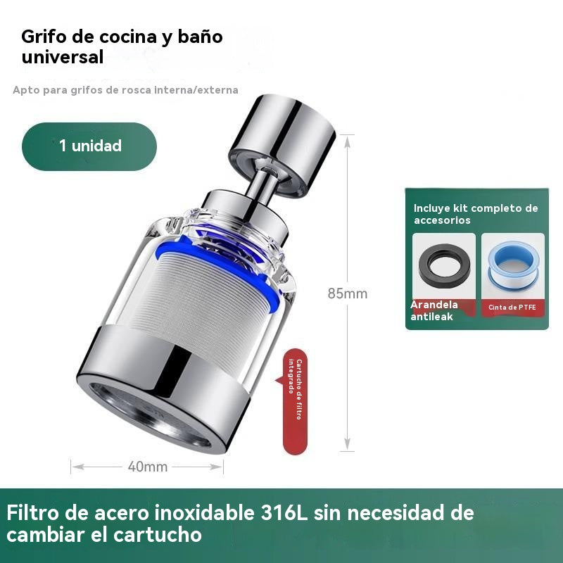 Aireador de filtro universal con interfaz de acero inoxidable