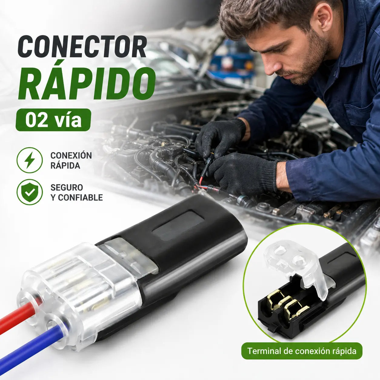 🏆Conector enchufable de doble cable con presilla de bloqueo