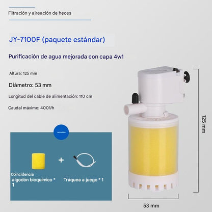 🐟Sistema de circulación de agua de acuario con filtro 3 en 1, funcionamiento silencioso.
