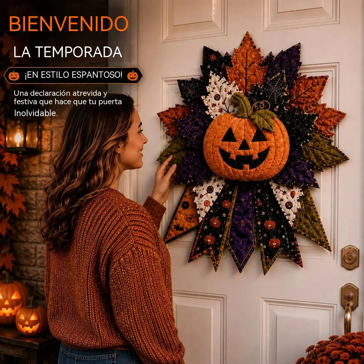 🎃✨🎄 Kit de costura DIY: Lazo decorativo hecho a mano para puertas (Halloween y Navidad)