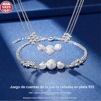 🔥Venta caliente🔥 ✨【Collar + Pulsera】Conjunto de Joyería de Plata 925 con Grabado Elegante 💎