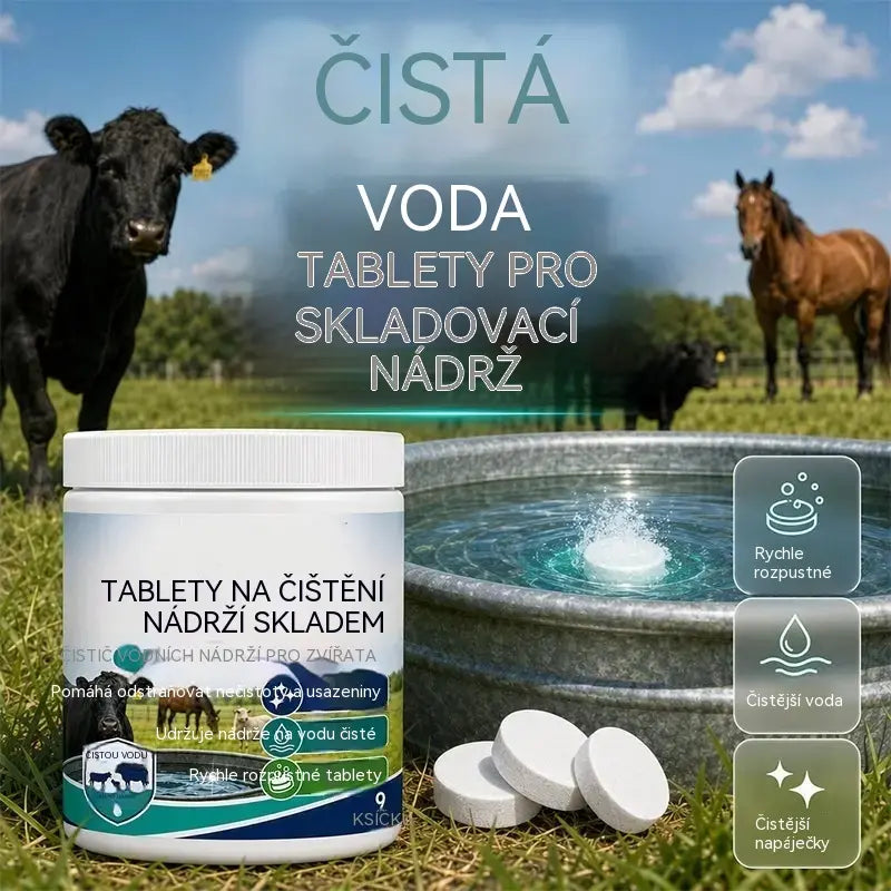 🚜2 láhev 580 Kč🐄💧Rychle rozpustné tablety pro čištění vodních nádrží pro hospodářská zvířata