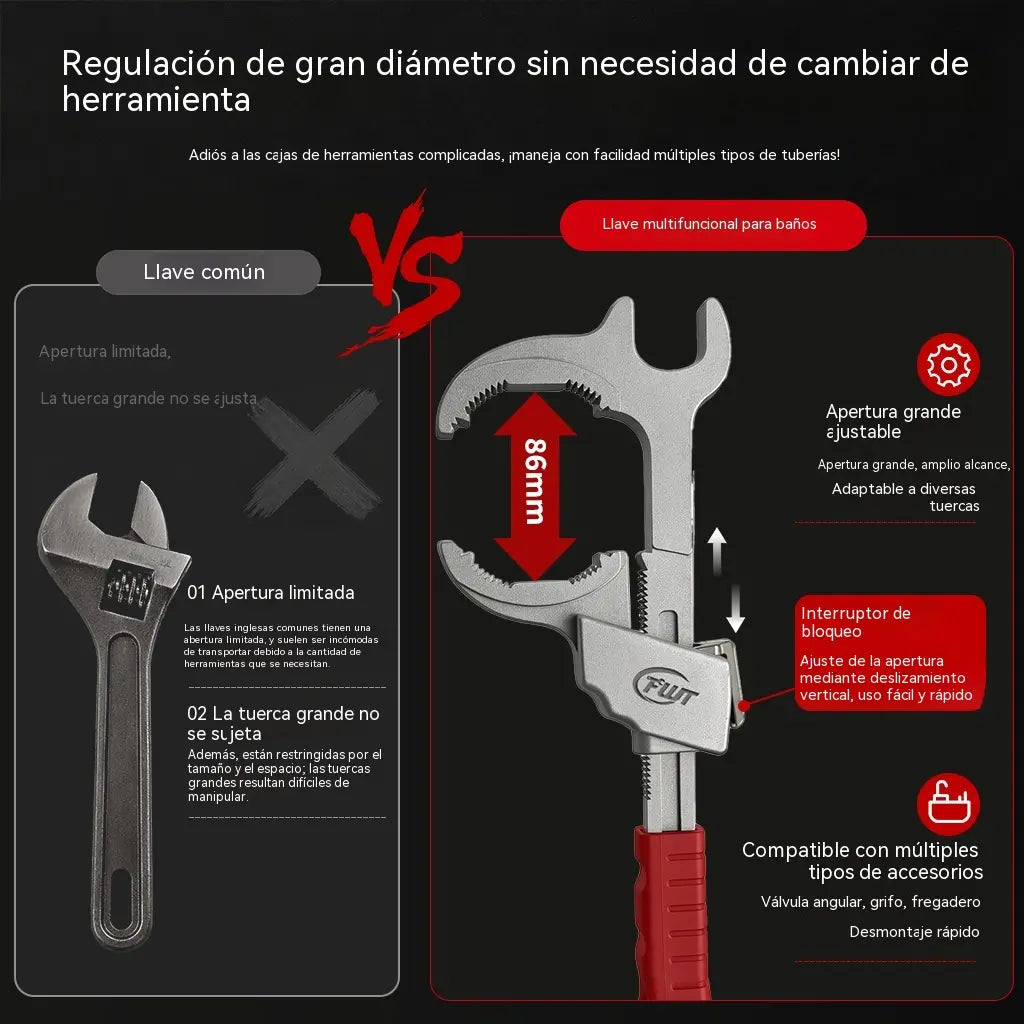 Llave universal ajustable de doble cabezal