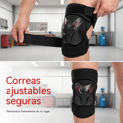 🏍️ ¡Aprovecha ahora con un 40% de descuento! 🛡️ Juego de rodilleras y coderas para motocicleta – Resistentes a los impactos, correas ajustables y forro transpirable – Protección esencial para conducir, patinar o andar en bicicleta 💪