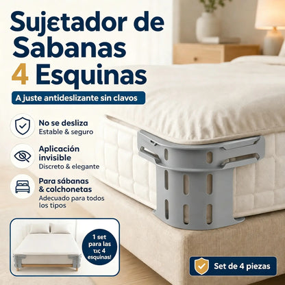 Juego de cuatro - 27 euros🛏️ Clips ocultos en las cuatro esquinas para sábanas: evitan que las sábanas se muevan o se deslicen, manteniéndolas planas y seguras.