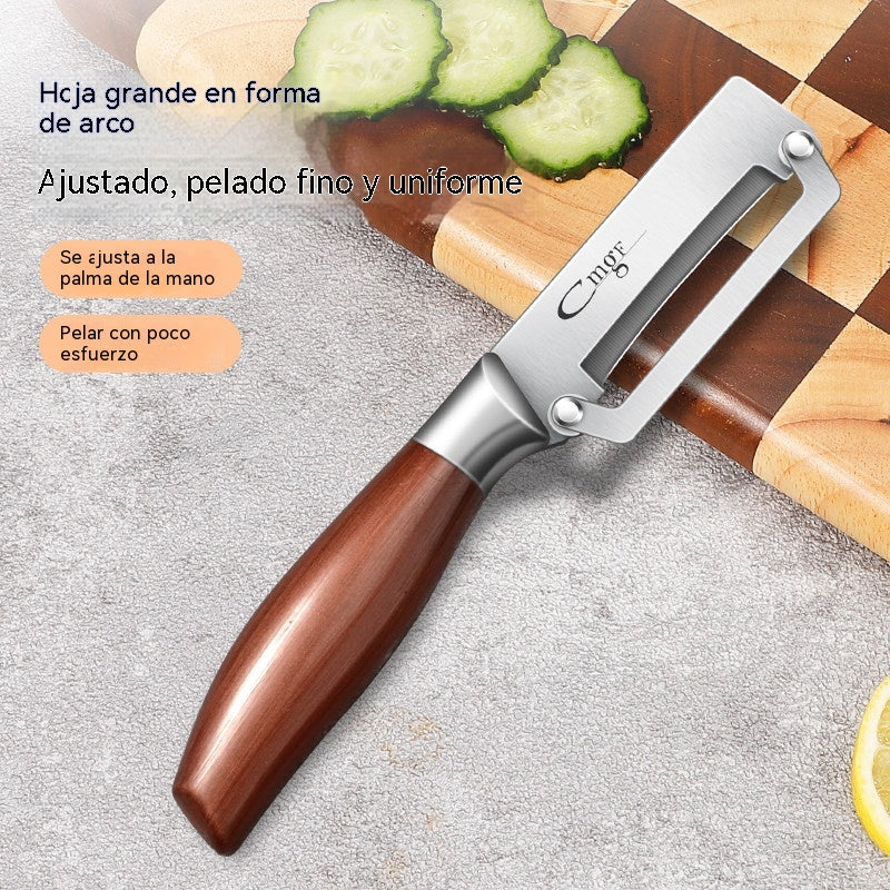 🔪🔥Raspador de cocina multifuncional con cuchillas de acero inoxidable extremadamente afiladas y mango de madera.