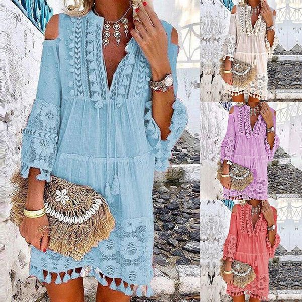 👗Vestido holgado de algodón y lino bordado para mujer🌸