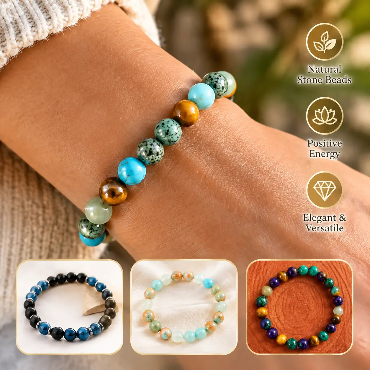 🔥Compra 1 y llévate 1 gratis🔥Pulsera de cuentas de piedra natural