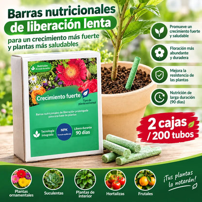 🌱🌱🔥【Compra 100 y llévate 100 gratis】【2 cajas/200 tubos】Abono sólido en barra para flores y plantas, que libera nutrientes lentamente después de ser insertado en el suelo