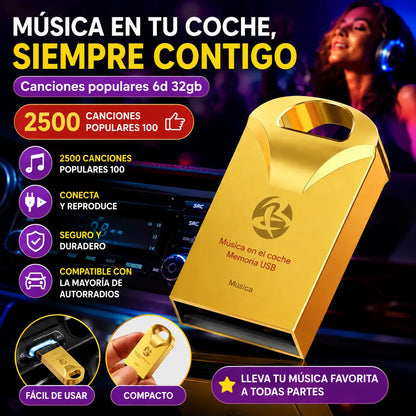 🔥🔥【32 GB】Memoria USB universal de alta calidad para música en coches【2500 canciones populares + 100 vídeos】