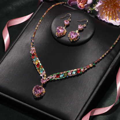 ✨ Conjunto de joyas Corazón Brillante – Collar y Pendientes, Elegante y Ligero 💖