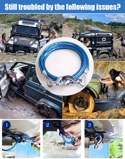 ⛓️🚗 Cuerda de remolque para automóvil, cuerda de tracción, cuerda de rescate – 4 m 3 toneladas