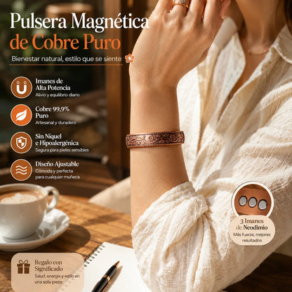 🔥【Pulsera + Anillo】✨Conjunto creativo de pulsera y anillo magnéticos grabados de estilo retro✨