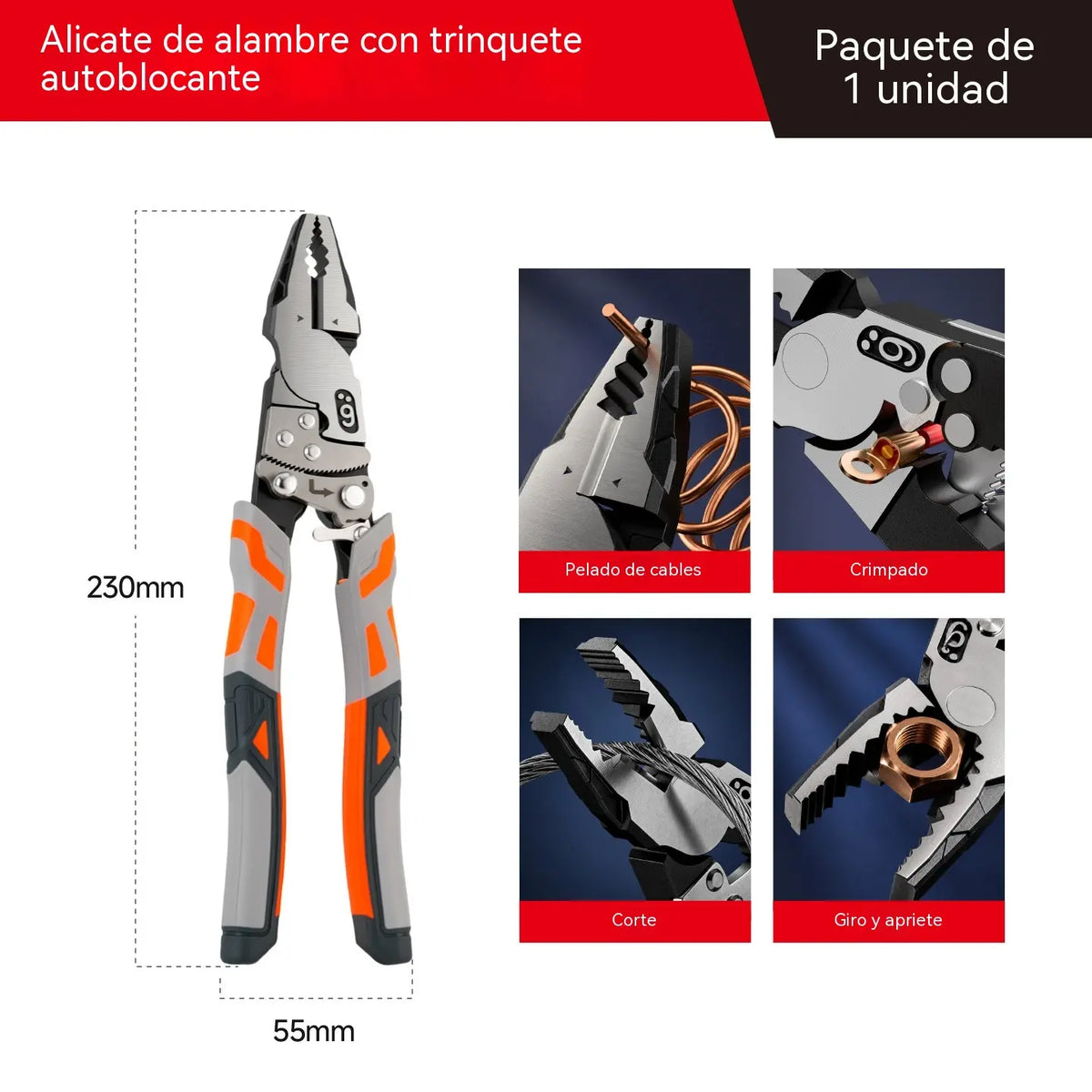 Alicates cortacables de carraca