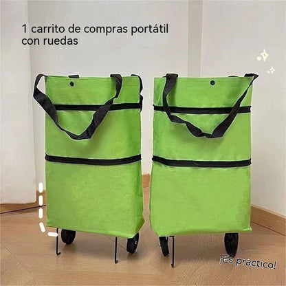 【Producto más vendido】Bolsa de compras plegable y tipo mochila 2 en 1, bolsa/carrito de compras ligero con ruedas