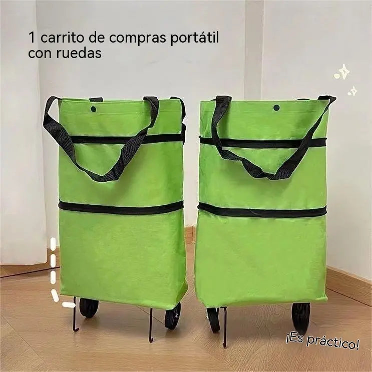 【Producto más vendido】Bolsa de compras plegable y tipo mochila 2 en 1, bolsa/carrito de compras ligero con ruedas