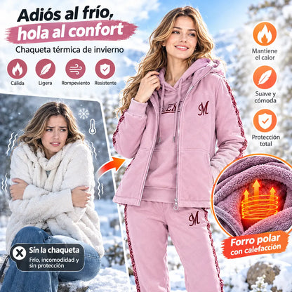 🔥【pantalón + suéter + chaqueta】Nuevo conjunto deportivo y casual de otoño/invierno 2025, acolchado y grueso.