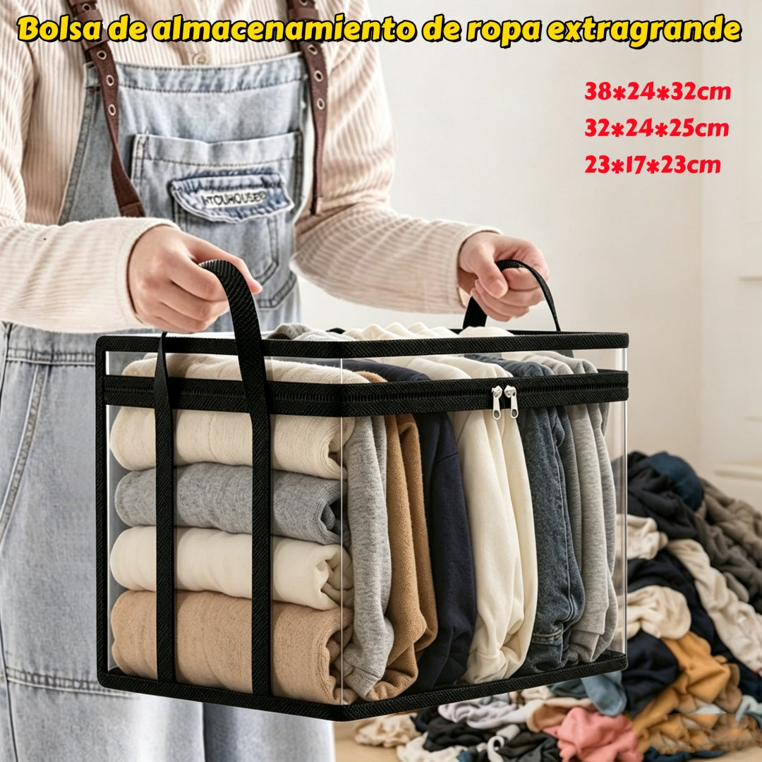 📦【3 pieza 】Bolsa de almacenamiento de plástico transparente, grande, resistente y gruesa para ropa, mudanzas y almacenamiento