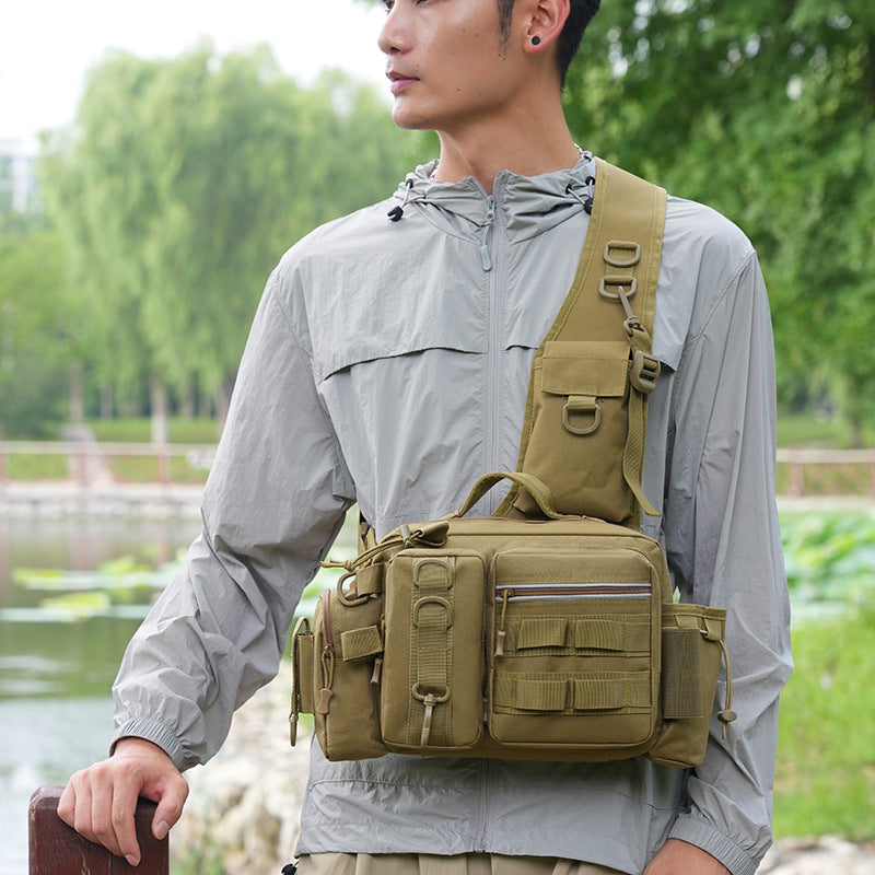 Riñonera táctica multifuncional para hombre: múltiples bolsillos, gran capacidad, ligera, cómoda, impermeable, ideal para viajes, acampada y pesca.