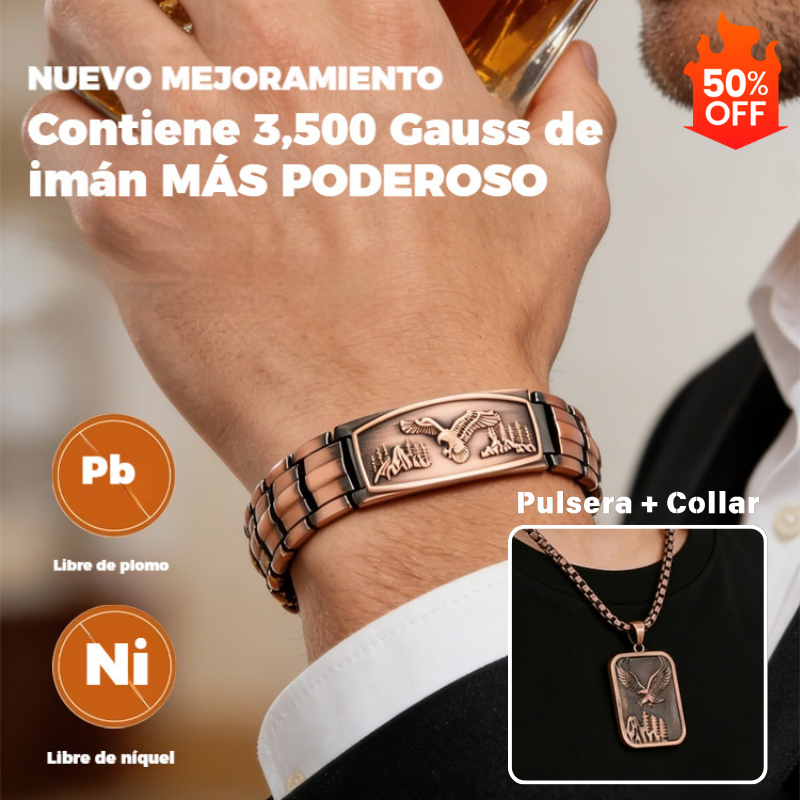 【Pulsera + Collar】Pulsera magnética para hombre con diseño de águila