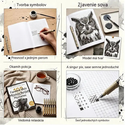 🎨🔢 Vyfarbovačka podľa čísel – 100 monochromatických záhad vo vysokom rozlíšení 🖤📘
