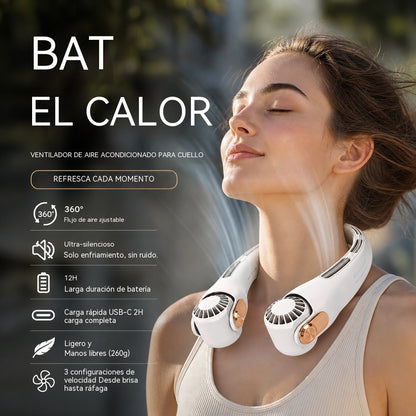 🍃 Ventilador de cuello tipo aire acondicionado: ultrasilencioso, con rotación de 360° y 3 velocidades. Refrigeración manos libres y batería de larga duración. ¡Imprescindible para el verano!