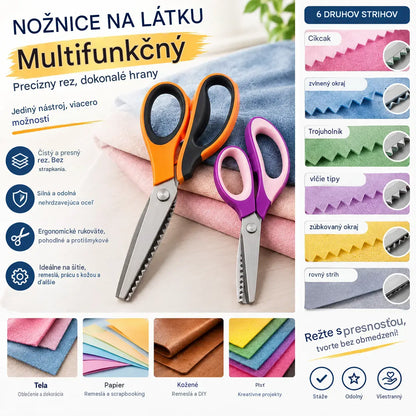✂️ Viacúčelové nožnice na rezanie s cikcakovou strihacou hranou – na látky, papier a remeslá 🧵