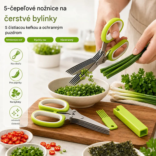 🌿 Škarje za zelišča s 5 rezili - hitri kuhinjski rezalnik za sveža zelišča in začimbe